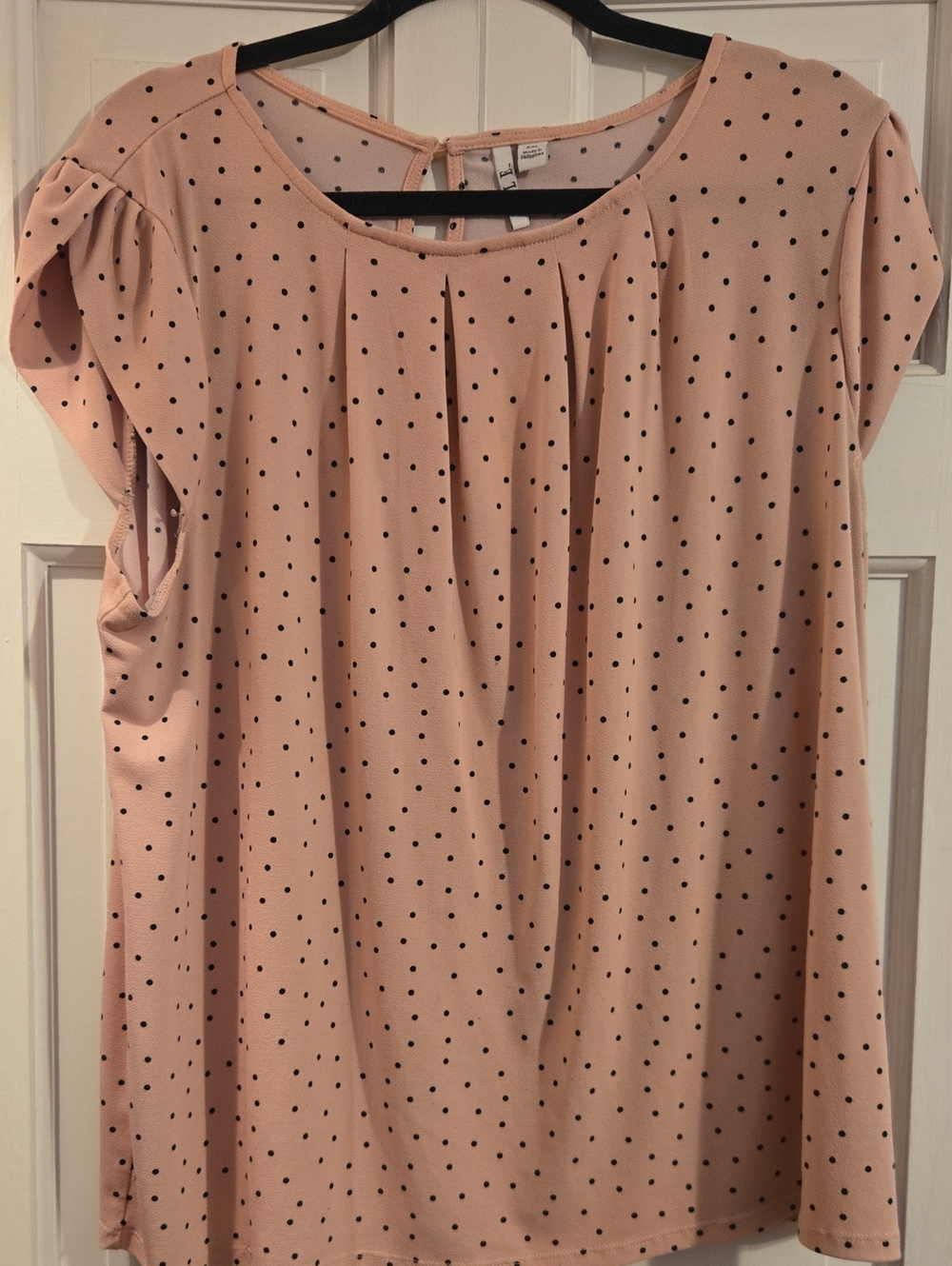 Elle Blush Pink Polka Dot Short Sleeve Blouse